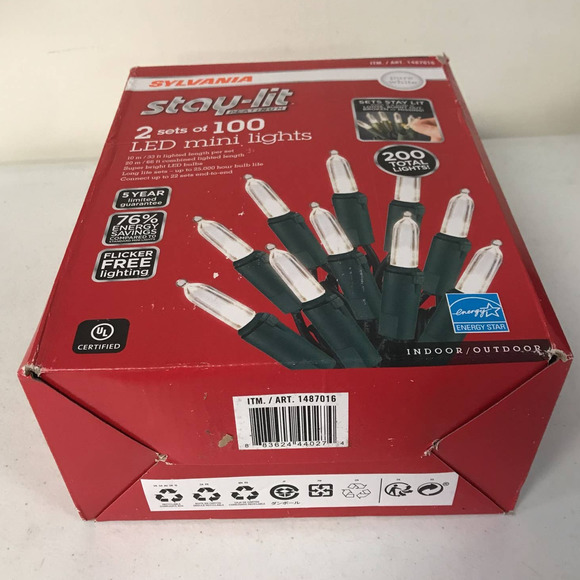 Sylvania Stay-Lit Platinum 2 Set of 100 LED Mini Lights Pure White - Picture 4 of 4